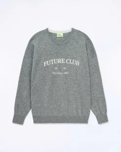 Outlet FROM FUTURE Pull Col Rond Future Club Gris Chine Fonce