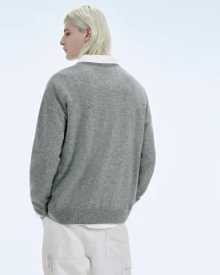 Outlet FROM FUTURE Pull Col Rond Future Club Gris Chine Fonce