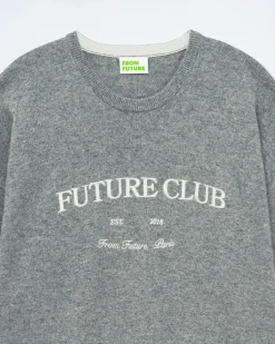 Outlet FROM FUTURE Pull Col Rond Future Club Gris Chine Fonce