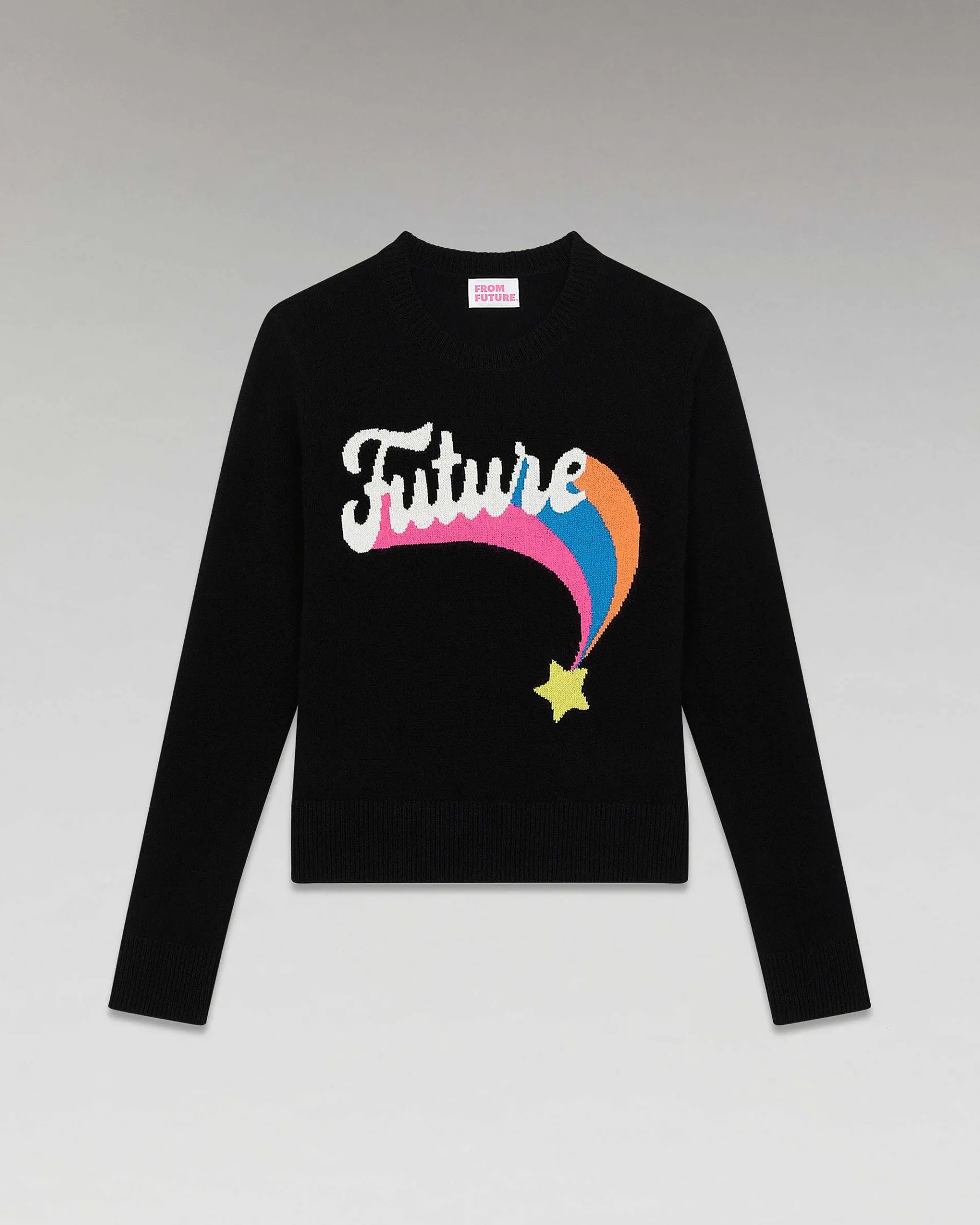 Hot FROM FUTURE Pull Col Rond Future Etoile Filante Leger Noir