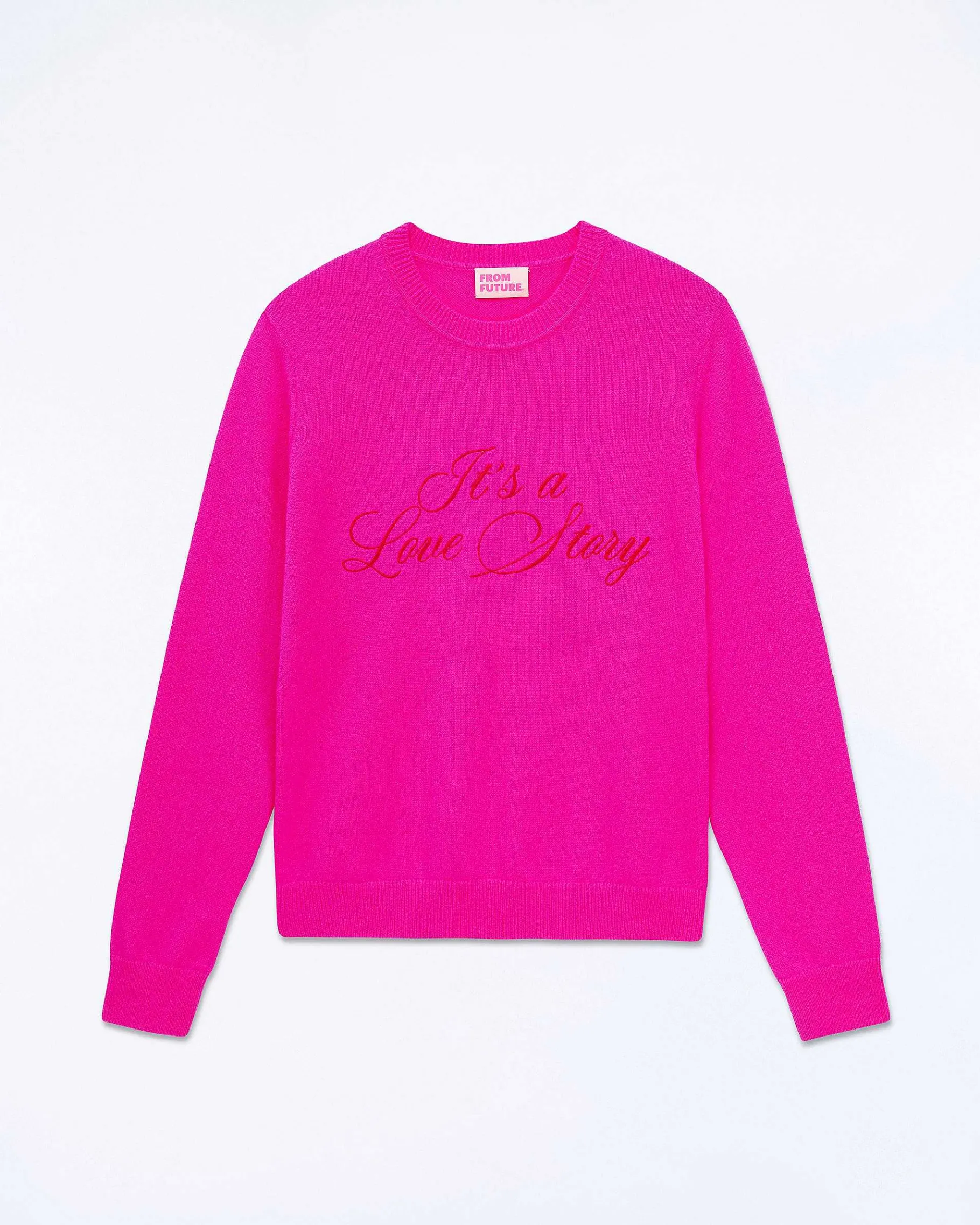 Sale FROM FUTURE Pull Col Rond It'S A Love Story Flash Pink