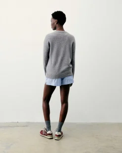 New FROM FUTURE Pull Col Rond Keep It Healthy Gris Chine Fonce