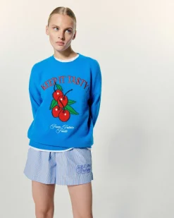 Best FROM FUTURE Pull Col Rond Keep It Tasty Surf Blue