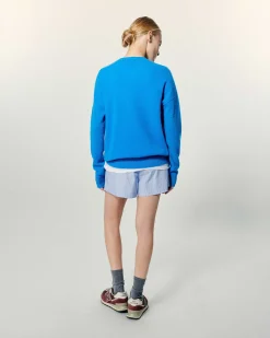 Hot FROM FUTURE Pull Col Rond Keep It Tasty Surf Blue