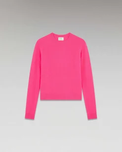 Discount FROM FUTURE Pull Col Rond Leger Winter Fuschia