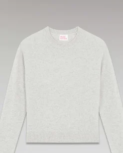 FROM FUTURE Pull Col Rond Leger Gris Chine Clair