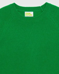 Discount FROM FUTURE Pull Col Rond Leger Vert Gazon