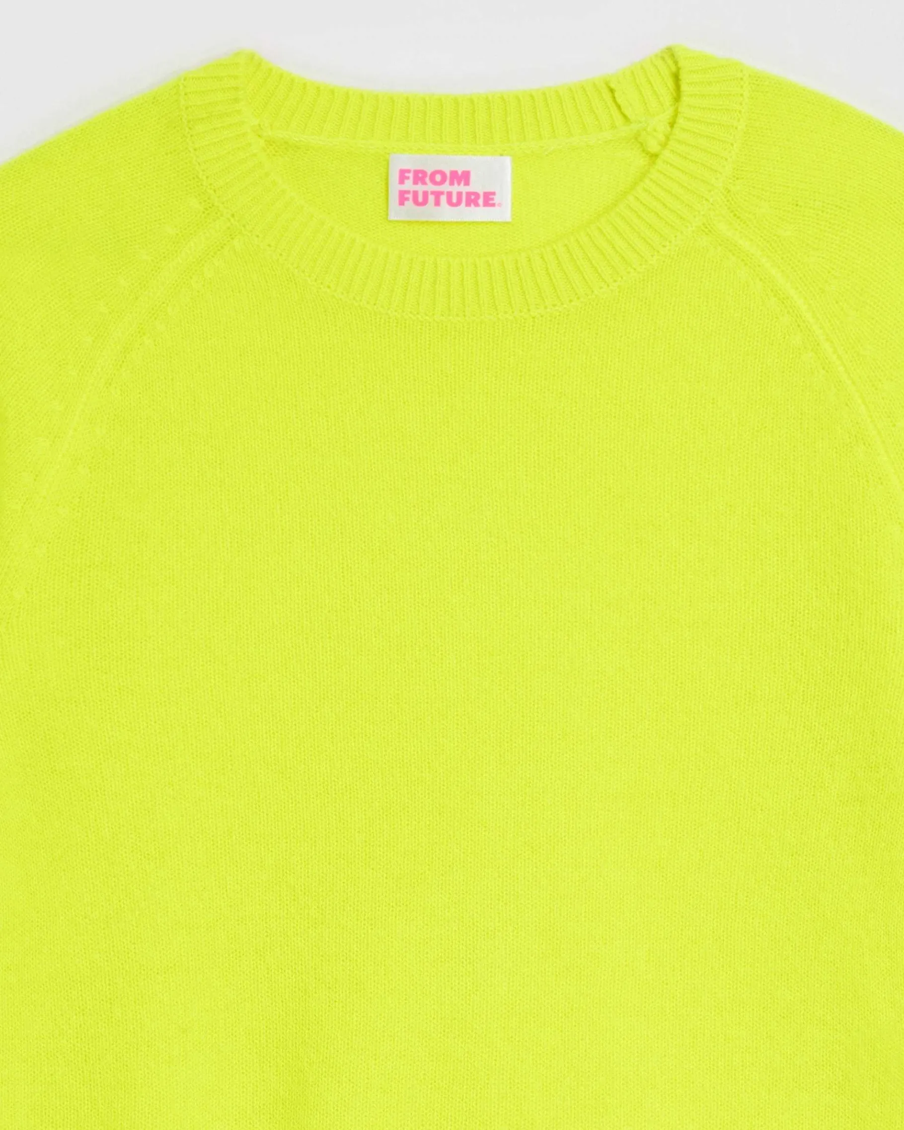 Best FROM FUTURE Pull Col Rond Leger Jaune Fluo