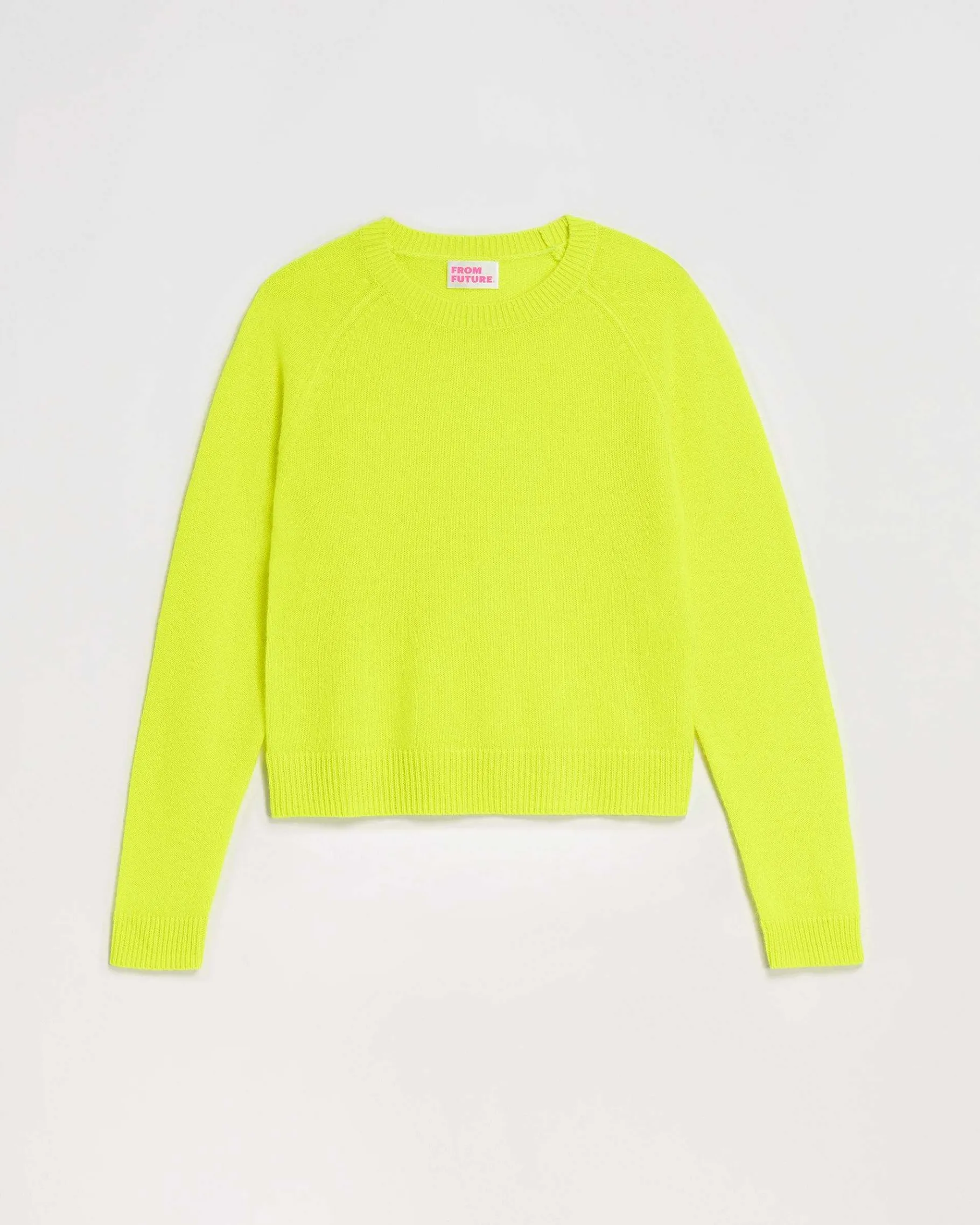 Best FROM FUTURE Pull Col Rond Leger Jaune Fluo