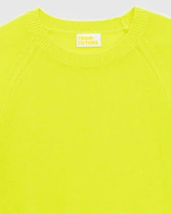 Clearance FROM FUTURE Pull Col Rond Leger Jaune Fluo