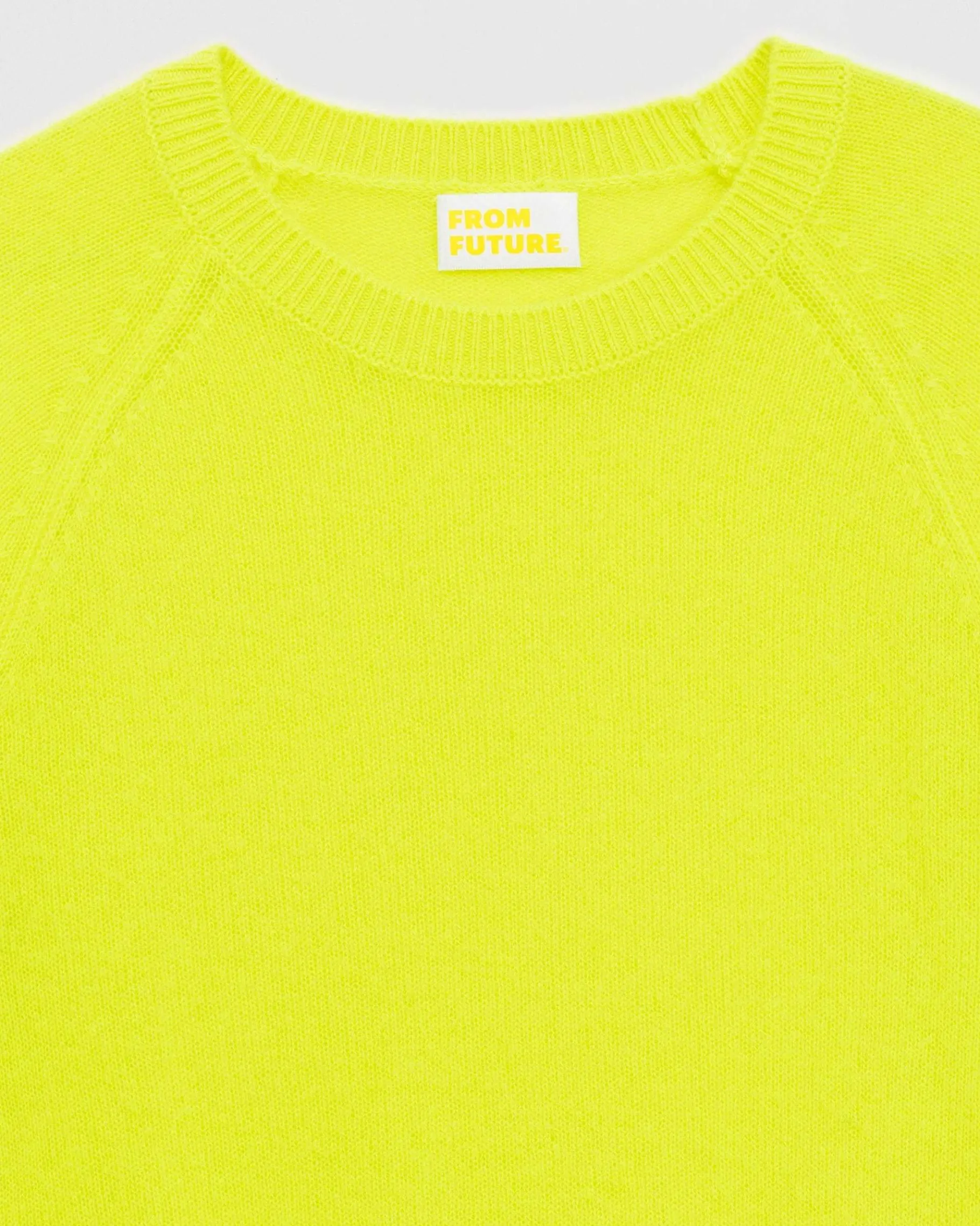 Clearance FROM FUTURE Pull Col Rond Leger Jaune Fluo