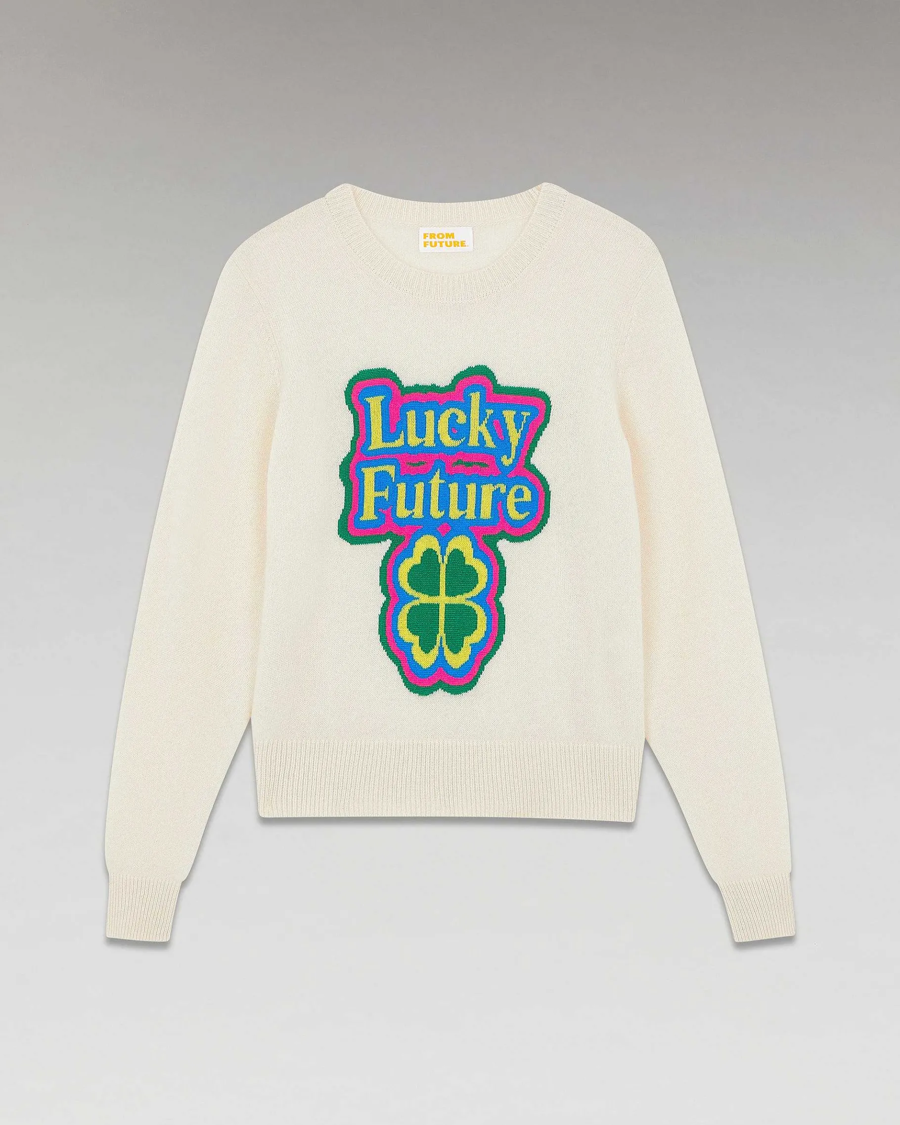 New FROM FUTURE Pull Col Rond Lucky Future Leger Ecru