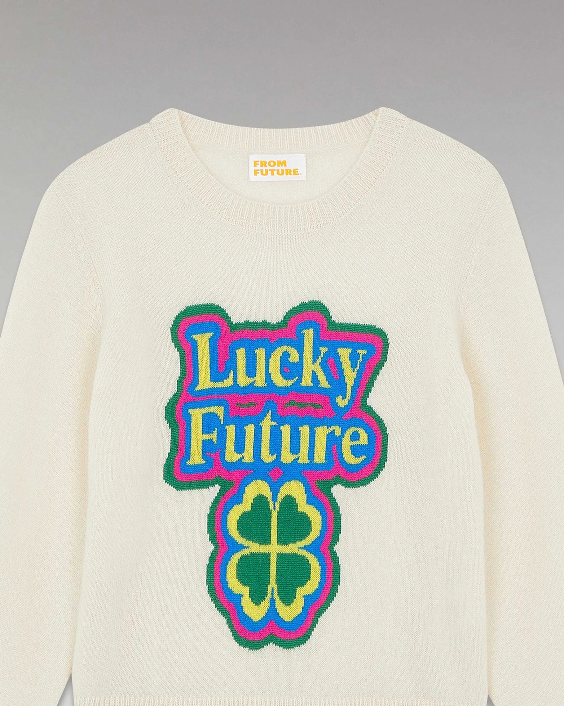 New FROM FUTURE Pull Col Rond Lucky Future Leger Ecru