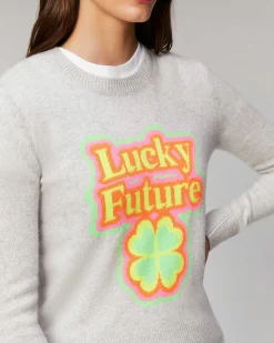 FROM FUTURE Pull Col Rond Lucky Future Leger Gris Chine Clair
