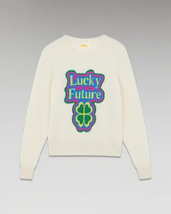 Online FROM FUTURE Pull Col Rond Lucky Future Leger Ecru