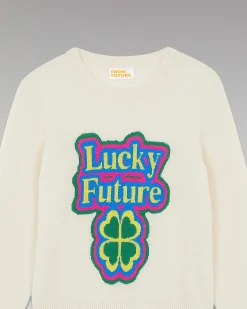 Online FROM FUTURE Pull Col Rond Lucky Future Leger Ecru