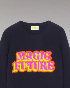 New FROM FUTURE Pull Col Rond Magic Future Navy