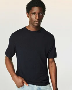 Discount FROM FUTURE Pull Col Rond Manches Courtes Navy