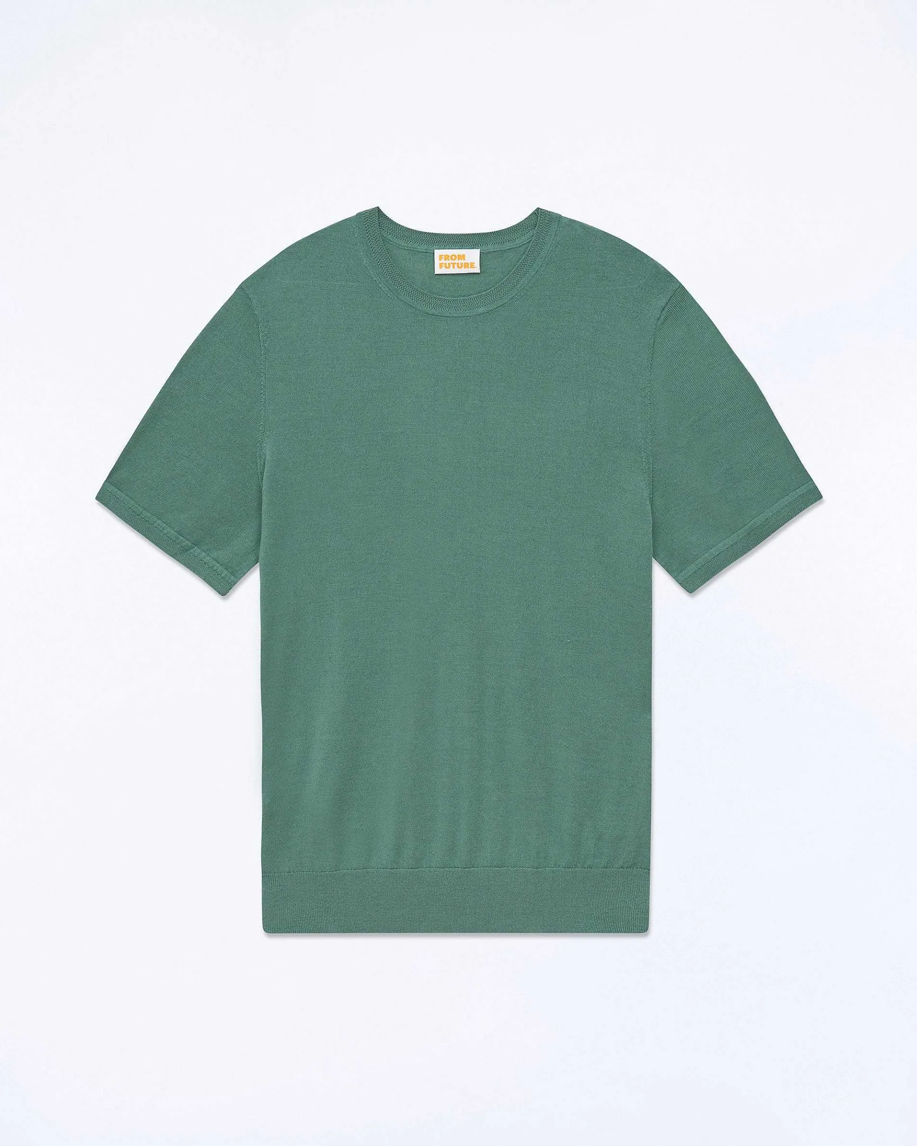 Outlet FROM FUTURE Pull Col Rond Manches Courtes Washed Green