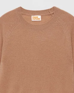 Hot FROM FUTURE Pull Col Rond Manches Raglan Light Summer Camel