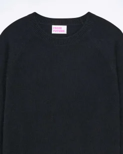 Online FROM FUTURE Pull Col Rond Manches Raglan Light Noir