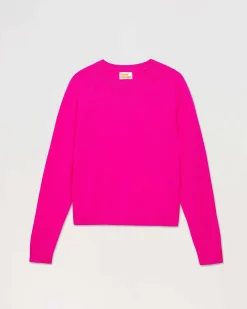 FROM FUTURE Pull Col Rond Manches Raglan Light Flash Pink