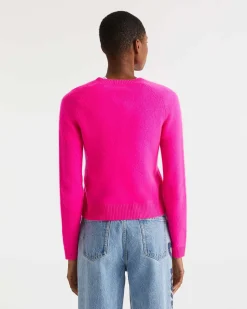 FROM FUTURE Pull Col Rond Manches Raglan Light Flash Pink