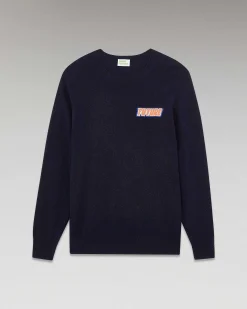 Best FROM FUTURE Pull Col Rond Motif Future Navy