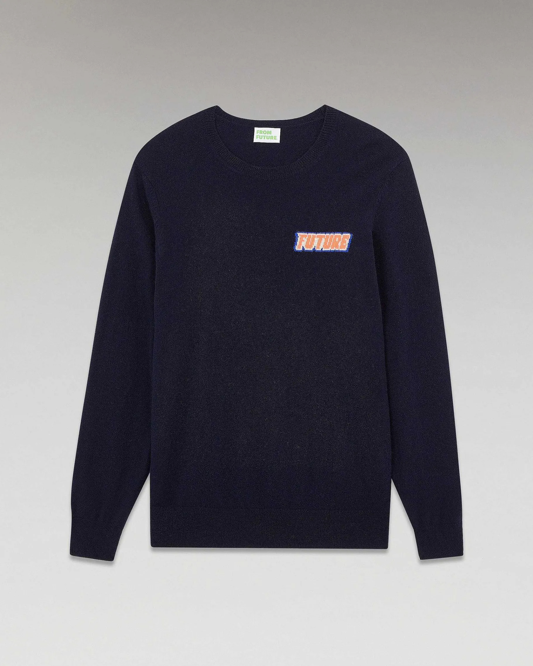 Best FROM FUTURE Pull Col Rond Motif Future Navy