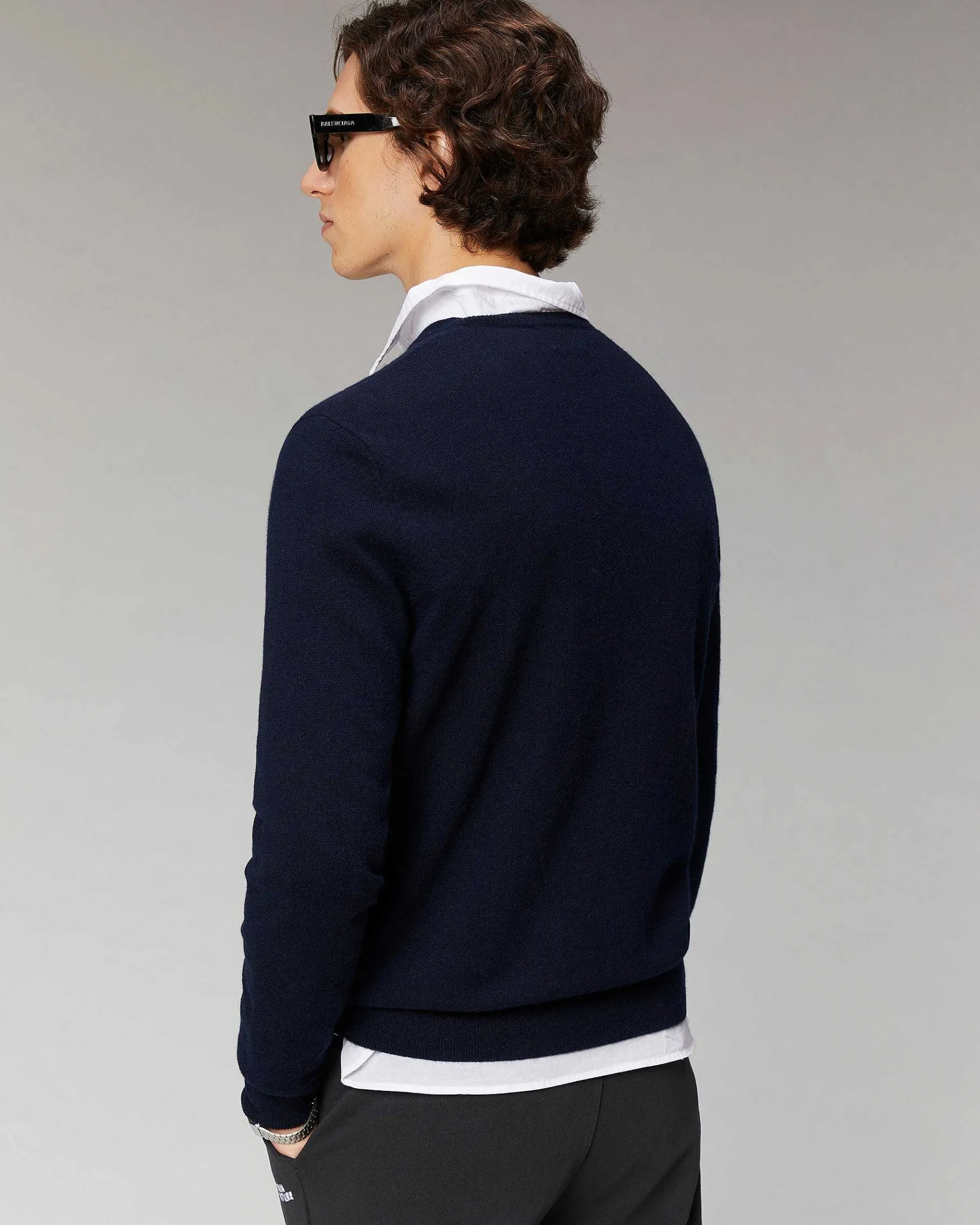New FROM FUTURE Pull Col Rond Motif Future Navy