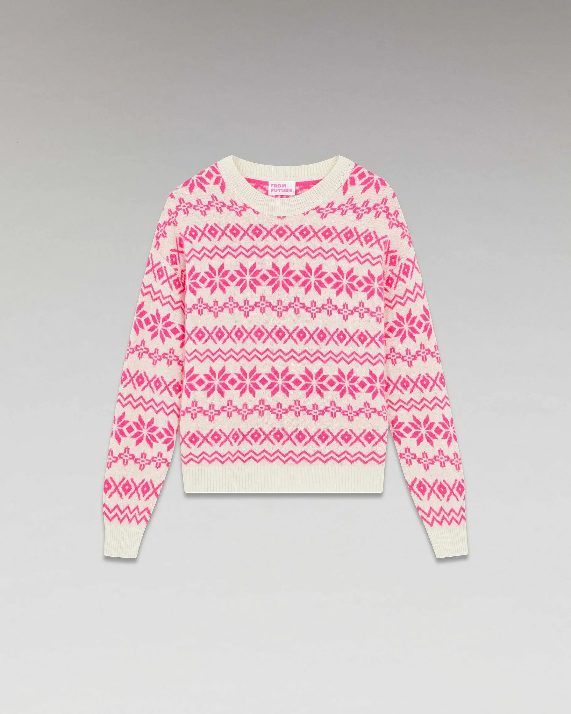 Clearance FROM FUTURE Pull Col Rond Norvegien Bicolore Winter Fuschia