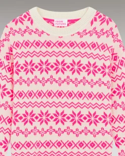 Clearance FROM FUTURE Pull Col Rond Norvegien Bicolore Winter Fuschia