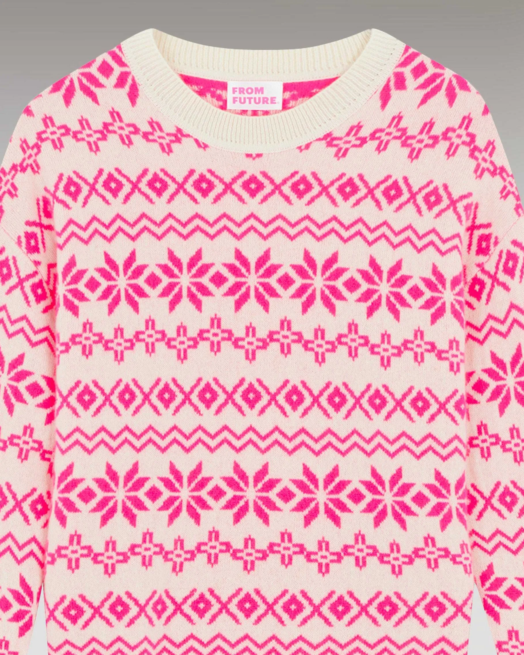 Clearance FROM FUTURE Pull Col Rond Norvegien Bicolore Winter Fuschia