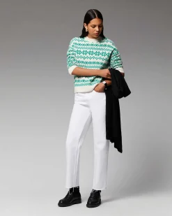 Online FROM FUTURE Pull Col Rond Norvegien Bicolore Winter Green