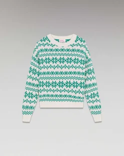Online FROM FUTURE Pull Col Rond Norvegien Bicolore Winter Green