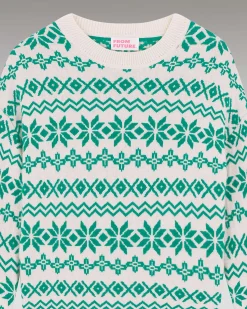 Sale FROM FUTURE Pull Col Rond Norvegien Bicolore Winter Green