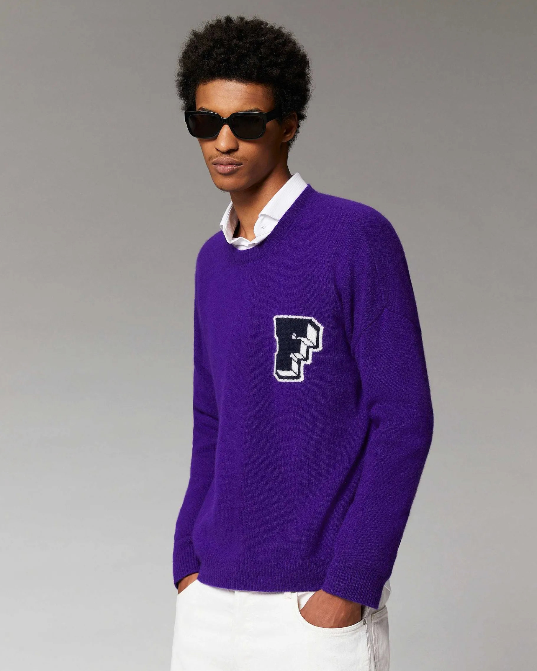 Discount FROM FUTURE Pull Col Rond Oversize Winter Purple