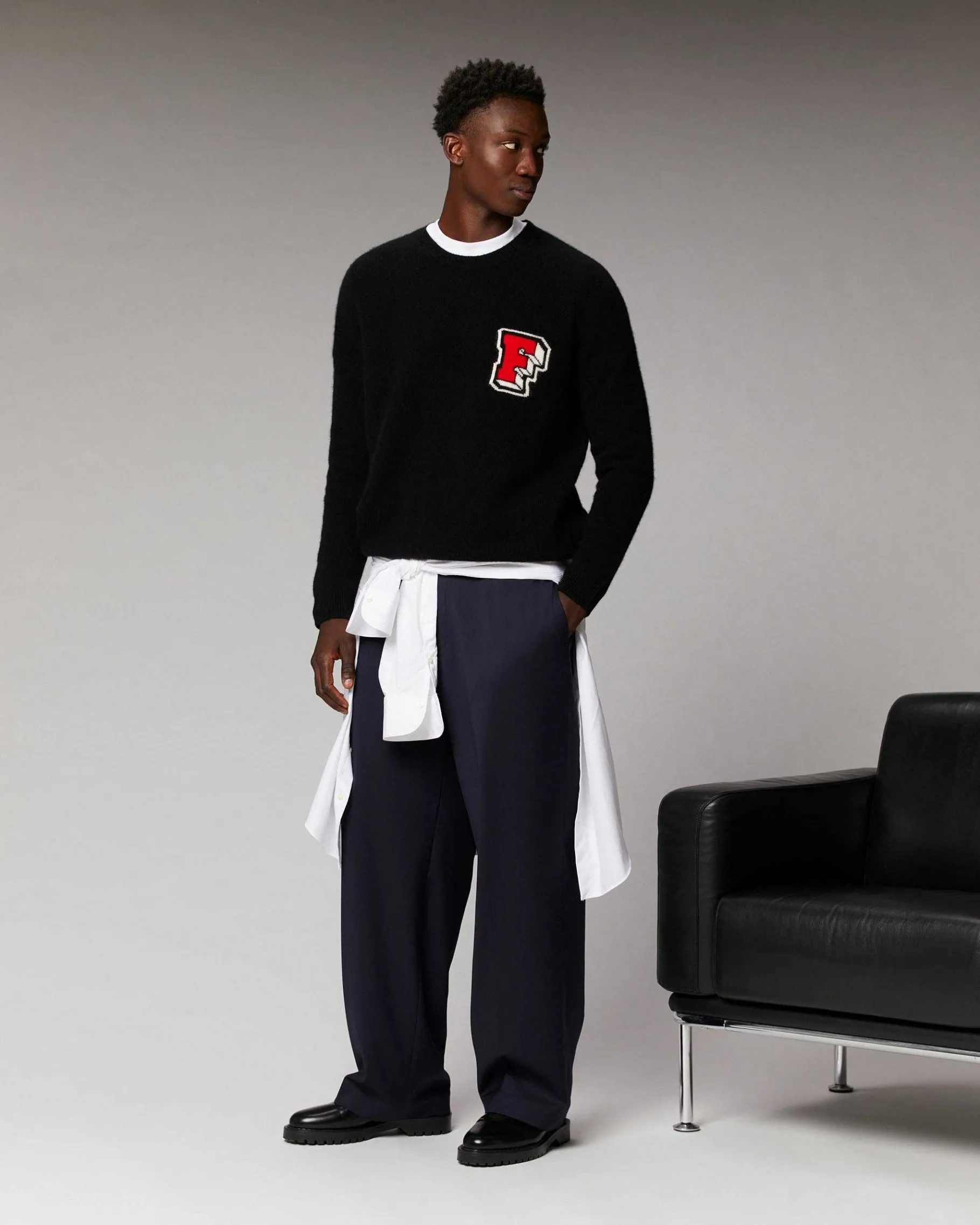 Best FROM FUTURE Pull Col Rond Oversize Noir