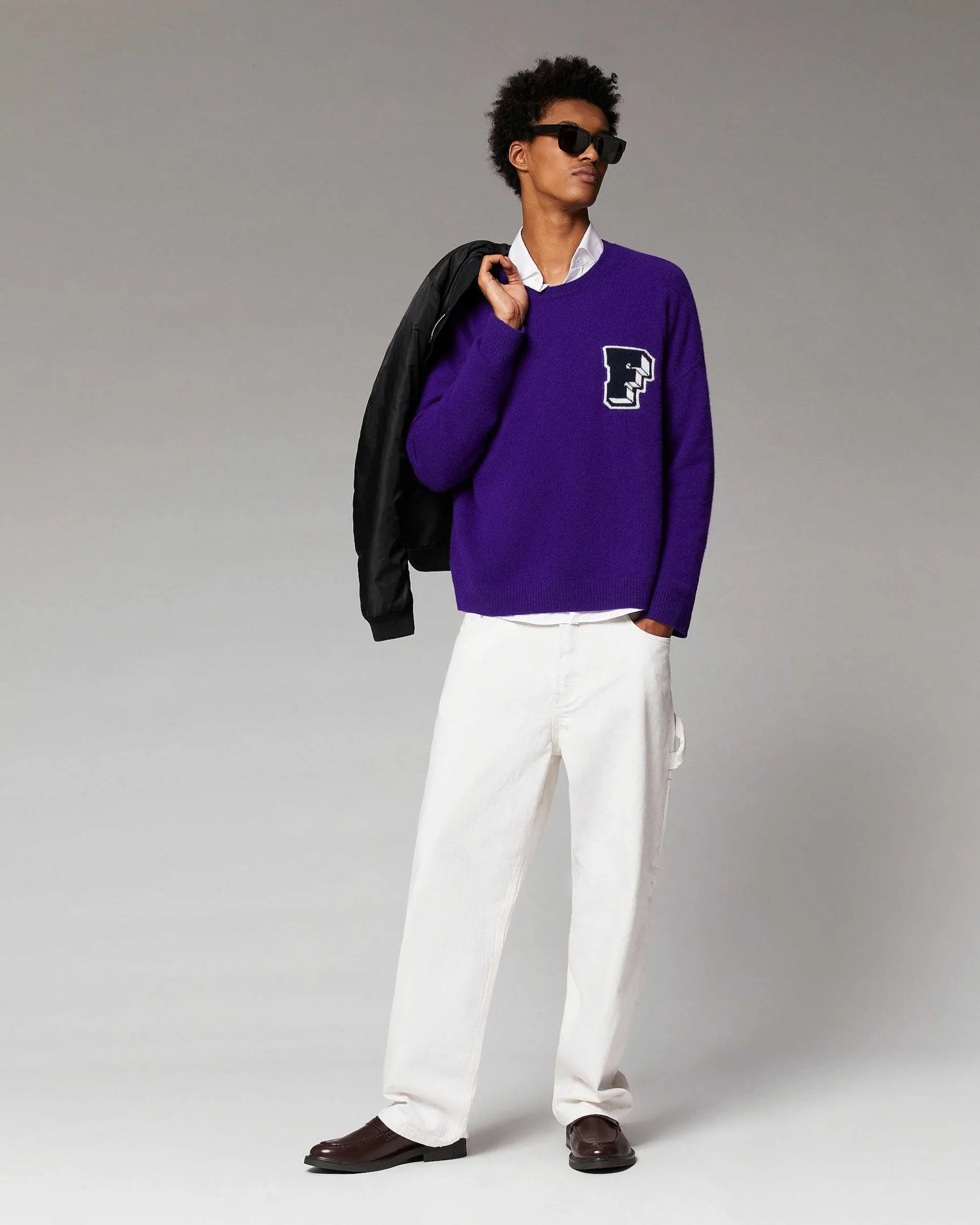 FROM FUTURE Pull Col Rond Oversize Winter Purple