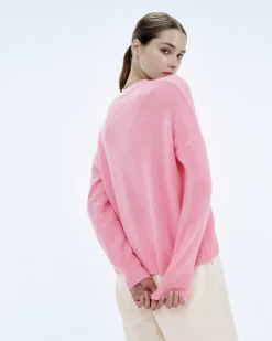 Hot FROM FUTURE Pull Col Rond Oversize Magic Pink Mouline