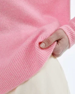 Hot FROM FUTURE Pull Col Rond Oversize Magic Pink Mouline