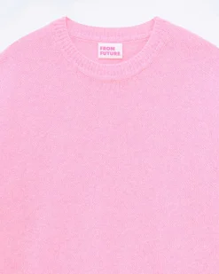 Hot FROM FUTURE Pull Col Rond Oversize Magic Pink Mouline