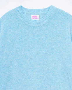 Outlet FROM FUTURE Pull Col Rond Oversize Acid Blue Mouline