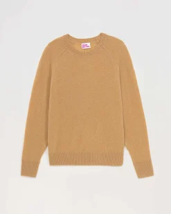FROM FUTURE Pull Col Rond Oversize Leger Camel