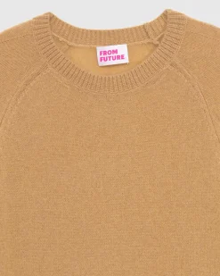 FROM FUTURE Pull Col Rond Oversize Leger Camel