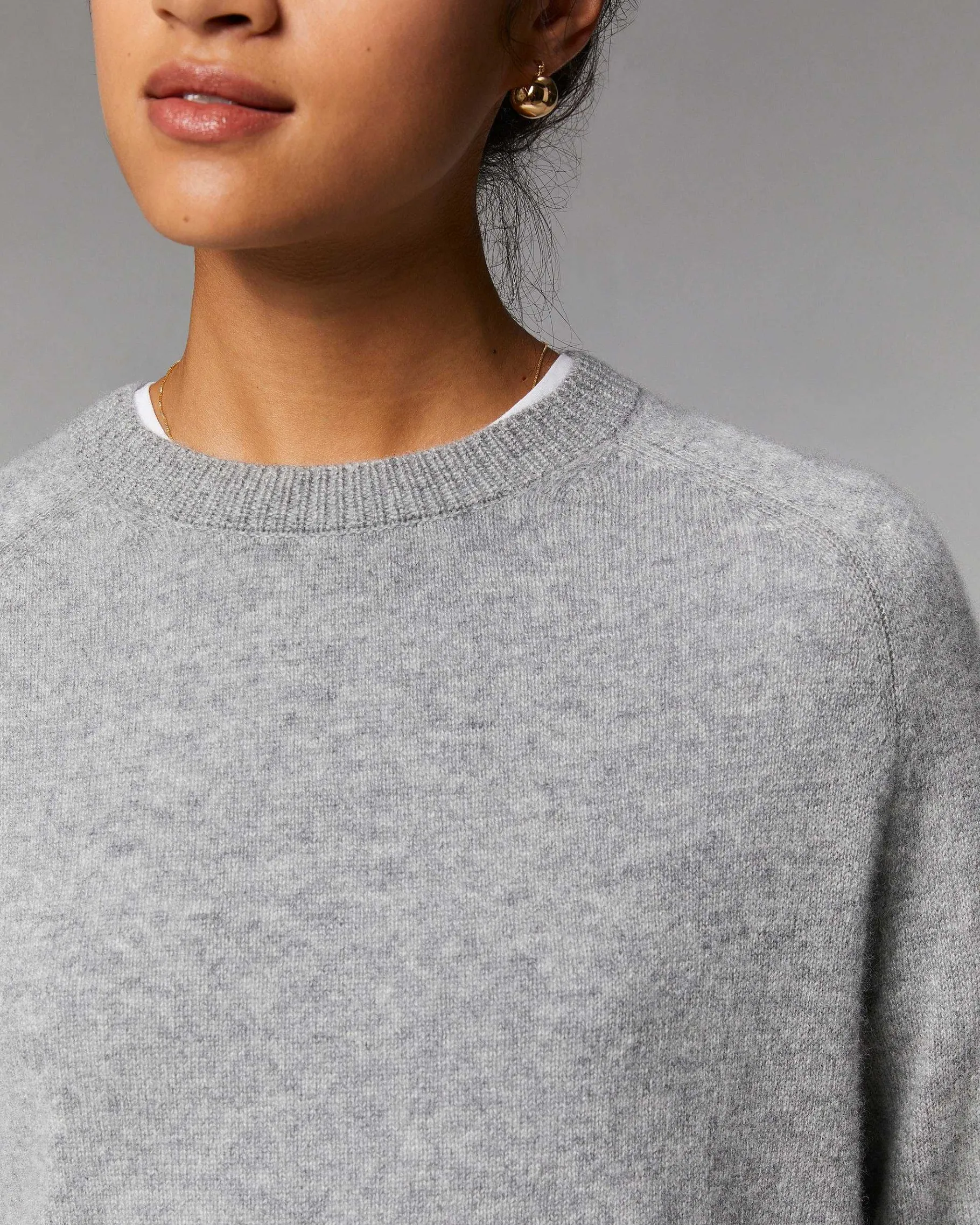 Outlet FROM FUTURE Pull Col Rond Oversize Leger Gris Chine Clair