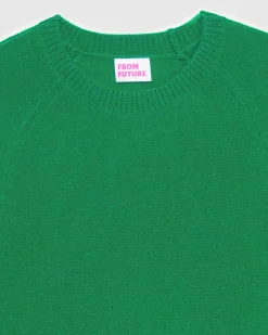 New FROM FUTURE Pull Col Rond Oversize Leger Winter Green