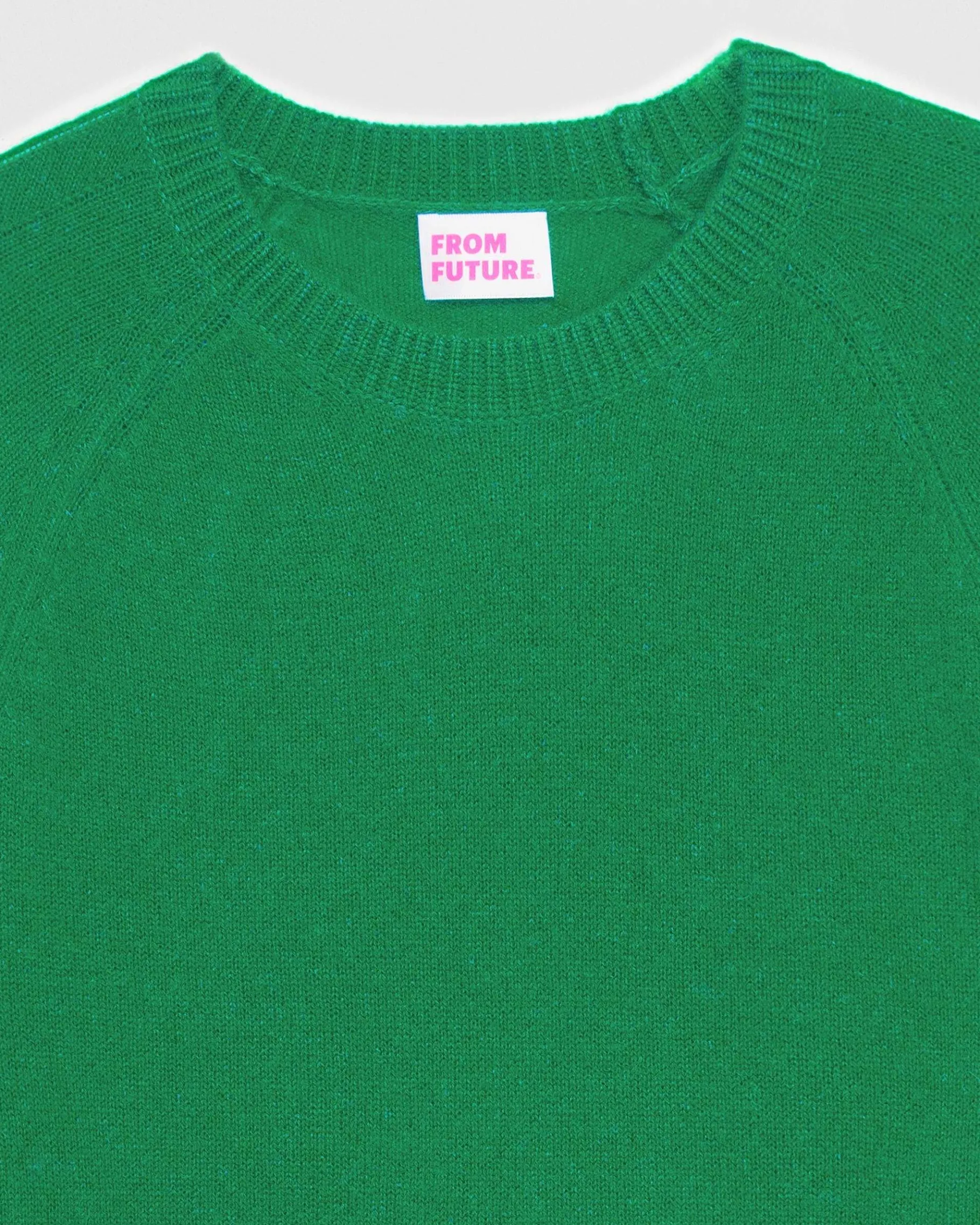 New FROM FUTURE Pull Col Rond Oversize Leger Winter Green