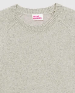 Clearance FROM FUTURE Pull Col Rond Oversize Leger Gris Chine Clair