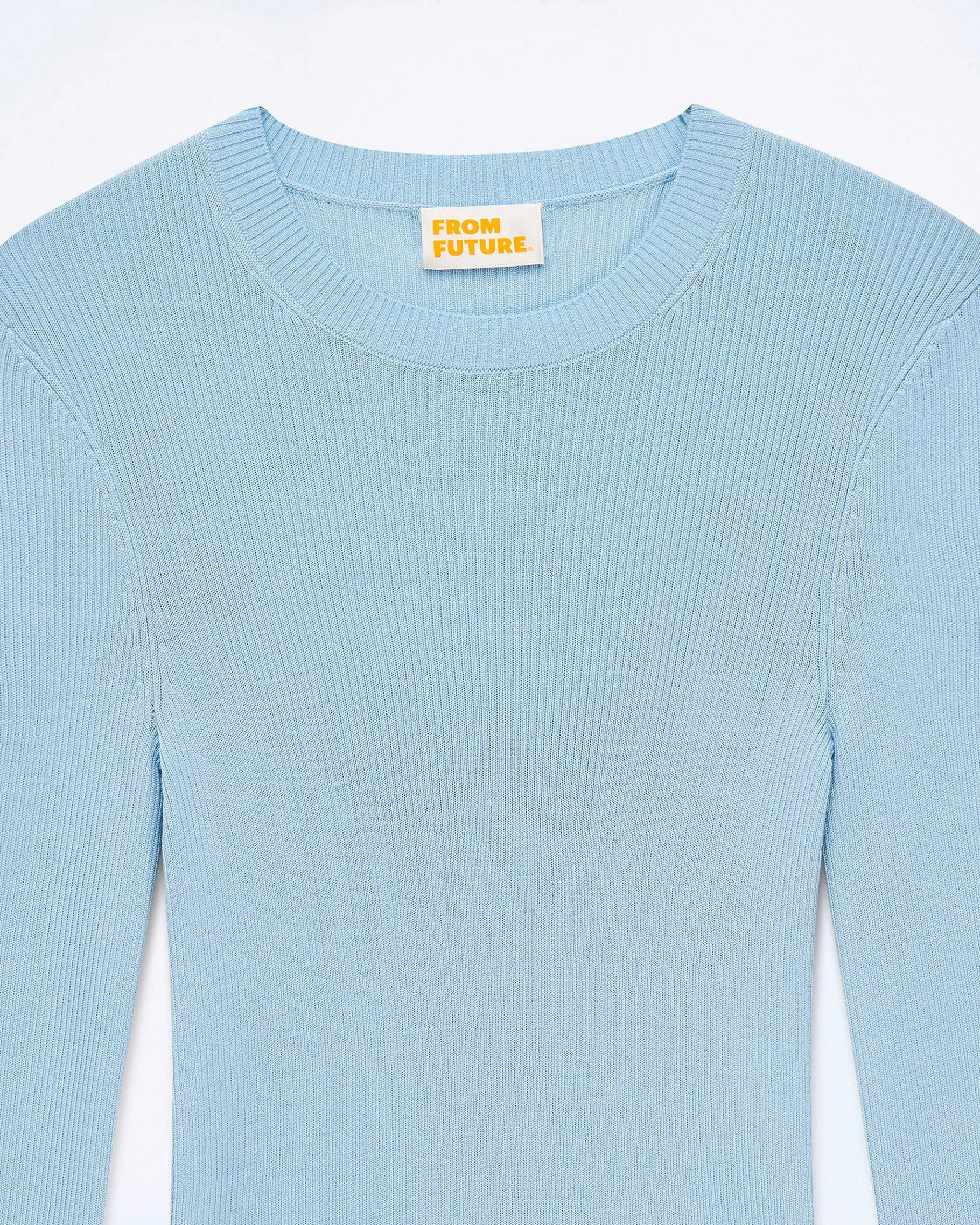 FROM FUTURE Pull Col Rond Point Bourdon Bicolore Baby Blue